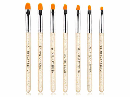 Picture of Aoshang 7Pcs Uv Gel Nail Brush, Poly Extension Gel Brush, Nail Art Tips Builder Painting Pen Set(No.2/4/6/8/10/12/14)
