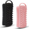 Picture of 2 PC Silicone Exfoliating Body Scrubber, 2 in 1 Silicone Body Shampoo Brush, Soft Silicone Loofah for Sensitive Skin, Shower Silicone Hair Scalp Massager, Easy to Clean, Lather Well (Black&Pink)