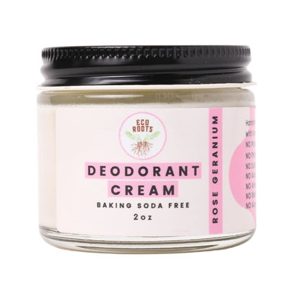 Picture of ECO ROOTS Natural Deodorant for Women & Men | Organic Deodorant Cream Non Aluminum | Baking Soda Free Healthy Deoderant for Body & Private Parts | All Vegan Pit Paste Zero Sweat | Rose Geranium Scent