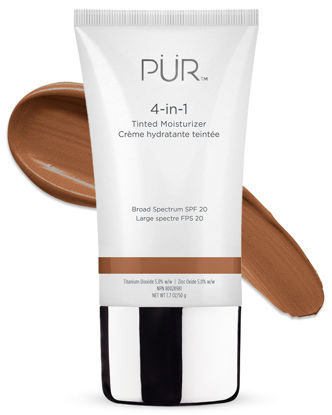 Picture of PUR Beauty 4-in-1 Tinted Moisturizer with SPF 20 - Hydrating Skin Tint Face Moisturizer, Primer & Foundation with Shea Butter, Aloe Vera & Vitamin B3 - Vegan Friendly, Paraben Free (Dark)
