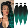 Picture of Braiding Hair Pre Stretched 14 inch 3 Packs Ombre Black to Green Professional Soft Yaki Texture,No Itch, Hot Water Setting Hair Extensions for Braids (14in,1B/Green)