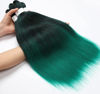 Picture of Braiding Hair Pre Stretched 14 inch 3 Packs Ombre Black to Green Professional Soft Yaki Texture,No Itch, Hot Water Setting Hair Extensions for Braids (14in,1B/Green)