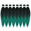 Picture of Pre-Stretched Braiding Hair, 14 inch Braiding Hair 8 Packs Ombre Black to Green Professional Soft Yaki Texture, No Itch, Hot Water Setting Hair Extensions for Braids (14in,1B/Green)