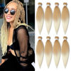 Picture of 8 Packs Pre Stretched Braiding Hair, 24 Inch Braiding Hair Pre Stretched Yaki Texture, Hot Water Setting, Easy To Install Professional Synthetic Ombre Braiding Hair(24in,#27/613)