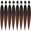 Picture of Ubeleco 8 Packs Pre-stretched Braiding Hair,48 Inch Ombre Braiding Hair Professional Soft Yaki Texture, No Itch, Hot Water Setting Hair Extensions for Braids (48in,1B/30)