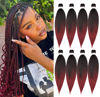 Picture of Ubeleco 8 Packs Pre-stretched Braiding Hair,24 Inch Ombre Braiding Hair Professional Soft Yaki Texture,No Itch, Hot Water Setting Hair Extensions for Braids (24in,1B/900)
