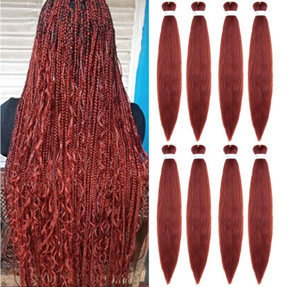 Picture of Ginger Braiding Hair Pre Stretched 8 Packs 36 Inch Long 350 Copper Red Braiding Hair Yaki Texture, Hot Water Setting, Easy To Install Professional Synthetic Hair For Braiding(36 Inch, #350)