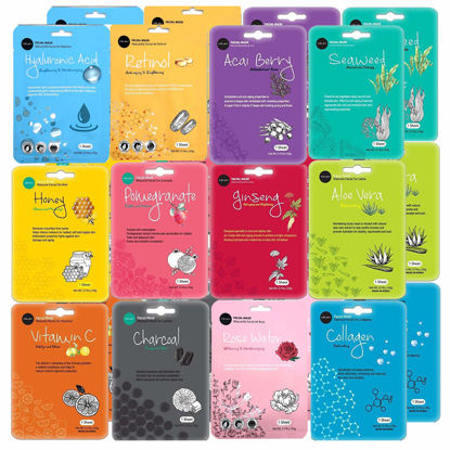 Picture of celavi Face Mask Set Korean Beauty Essence Facial Paper Sheet Mask Korea Skin Care Moisturizing 2 Packs of each 12 New flavors K-Beauty Skincare 24 masks in a pack Made in Korea