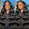 Picture of 32 Inch Body Wave Lace Front Wigs Human Hair Pre Plucked 13x6 HD Transparent Lace Frontal Wigs Human Hair 180% Density Brazilian Virgin Human Hair Wig for Women with Baby Hair