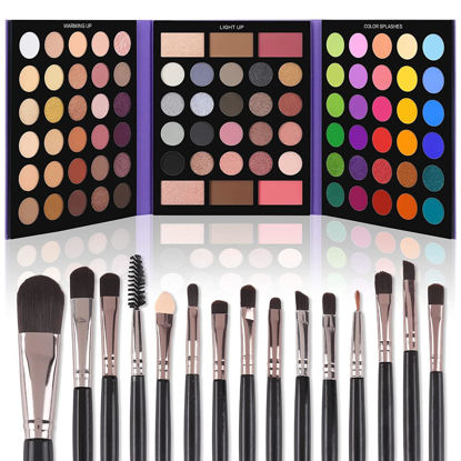 Picture of UCANBE Eyeshadow Palette with 15Pcs Brushes Makeup Set, Pigmented 86 Colors Make Up Sets Valentine's Day Gift, Matte Shimmer Glitter Eye Shadow Pallet Highlighter Contour Blush Powder Brush Beauty Kit