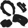 Picture of Canitor Sponge Spa Headbands Wristband Set with Hair Clips Skincare Headbands for Washing Face Non Slip Puffy Terry Cloth Makeup Headband Face Wash Wrist Bands Cute Trendy Stuff (black)