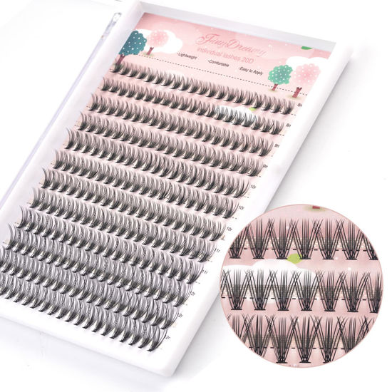 Picture of 20D Lash Clusters, 240pcs Individual Lash Extensions 20D Volume Cluster Lashes, 8-12mm Mix Lengths C Curl 0.07mm Thickness eyelash Individual Cluster Lashes Apply Under your Lashes(8/9/10/11/12mm)