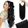 Picture of YoungSee Wire Real Hair Extensions, Jet Black Fish Line Hair Extensions, Remy Human Hair Wire Extensions, Black Wire Real Human Hair Extensions Black, Straight Hair Wire Extensions 20Inch 100G