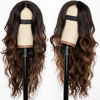 Picture of AISI HAIR Wig for Women, Long Wavy Brown with Blonde Highlight Lace Hairline Wig, Middle Part Synthetic Heat Resistant Wig for Daily Party