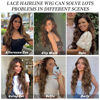 Picture of AISI HAIR Wig for Women, Long Wavy Brown with Blonde Highlight Lace Hairline Wig, Middle Part Synthetic Heat Resistant Wig for Daily Party