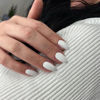 Picture of All White Press on Nails Medium Stiletto Almond,KQueenest Matte Pure Color Acrylic Nails Set Reusable Fake Nails with Feature Protective UV Coating for Women Nail Art Manicure in 24PCS
