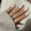 Picture of All White Press on Nails Medium Stiletto Almond,KQueenest Matte Pure Color Acrylic Nails Set Reusable Fake Nails with Feature Protective UV Coating for Women Nail Art Manicure in 24PCS