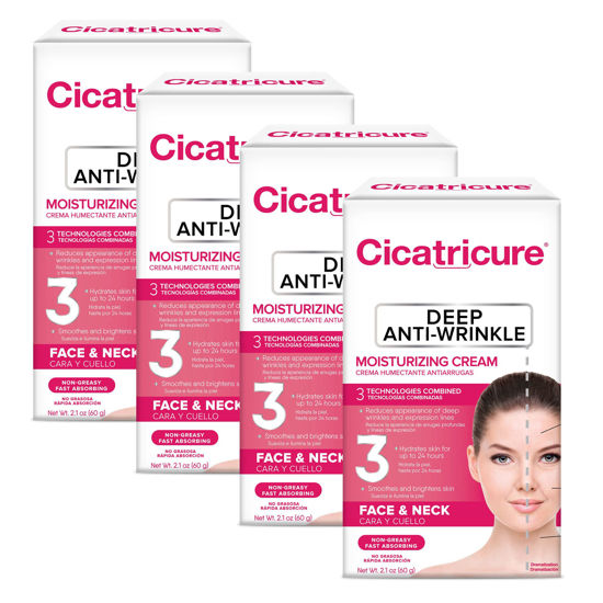 Picture of Cicatricure Anti-Wrinkle Face and Neck Cream, Anti-Aging Moisturizer, Reduces Deep Lines, Improved Skin Appearance, For Daily Use, Night Cream, 2.1oz - Pack of 4