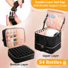 Picture of Sambois Nail Polish Organizer Bag Holds 54 Bottles (15ml/0.5 fl.oz)& Nail Lamp, PU Leather Nail Supplies Organizer with Holder& Shoulder Strap, Portable Travel Nail Kit Storage Carrying Case (Black)