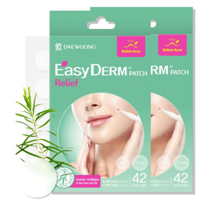 Picture of EasyDerm Relief Invisible Patch 2 Packs(84 counts) I Contains 10,000 ppm of Tea Tree Oil, Pimple Patch, Ultra-slim 0.1mm, Waterpoof, Korean Pimple Patches