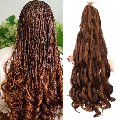 Picture of French Curly Braiding Hair 24 Inch 8 Packs - Pre Stretched Bouncy Braiding Hair- Loose Wavy Braiding Hair Synthetic Hair Extensions For Black Women (24 inch 8 packs 30/33)