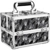 Picture of Joligrace Makeup Train Case Portable Makeup Organizer Case 2 Trays Makeup Box with Mirror Locking for Makeup Artist Nail Supplies Sewing Craft Case Modern Style