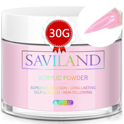 Picture of Saviland Pink Acrylic Powder - 1oz Professional Colored Acrylic Nail Powder, Color Acrylic Powder for Nails Extension 3D Nail Art Carving, No Need Nail Lamp