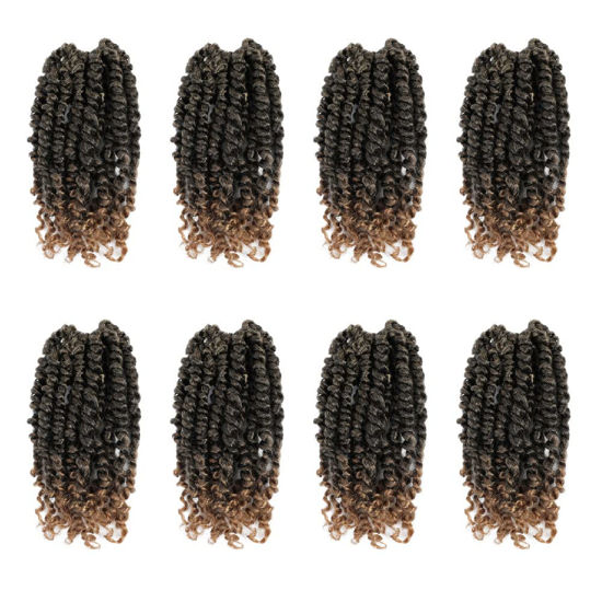 Picture of The BOHOBABE Pre-twisted Passion Twist Crochet Hair 6 Inch Short Pre-looped Crochet Passion Twist Braiding Hair 8 Packs (T27)