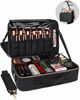 Picture of Relavel Makeup Case Large Makeup Bag Professional Train Case 16.5 inches Travel Cosmetic Organizer Brush Holder Waterproof Makeup Artist Storage Box, 3 Layer Large Capacity, with Adjustable Strap