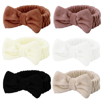 Picture of Casoty 6 Pcs Soft Coral Fleece Headbands for Makeup, Facial Care, Shower and Yoga