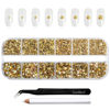 Picture of Beadsland Rhinestones for Makeup,8 Sizes 2500pcs Gold Flatback Rhinestones Face Gems for Nails Crafts with Tweezers and Wax Pencil,Metal Sunlight,SS4-SS30