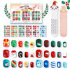 Picture of Modelones Christmas Press on Nails for Kids 144Pcs 6 Pack Children Girls Toys 8-10 Acrylic Fake Nails Pre-glue Full Cover Snowflake Red Xmas Short False Nail Art Kits Sets Gifts For Kids Girls