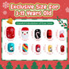 Picture of Modelones Christmas Press on Nails for Kids 144Pcs 6 Pack Children Girls Toys 8-10 Acrylic Fake Nails Pre-glue Full Cover Snowflake Red Xmas Short False Nail Art Kits Sets Gifts For Kids Girls