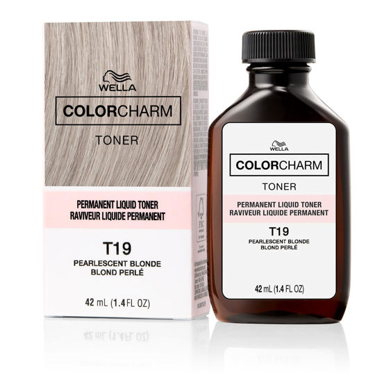 Picture of COLORCHARM Permanent Liquid Toners| Neutralize Brass| Free of Parabens| Vegan| T19 Pearlescent Blonde| 1.4 Fl Oz