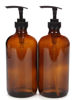Picture of Vivaplex, 2, Large, 16 oz, Empty, Amber Glass Bottles with Black Lotion Pumps