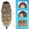 Picture of HMHIFI Long Ombre Blonde Wigs for Women 26 inch Long Wavy Middle Part Wig Ombre Blonde Wigs Upgraded Protein Fiber Hair Replacement Wig Cosplay Costume Halloween Wig(26'' Brown Ombre Blonde)
