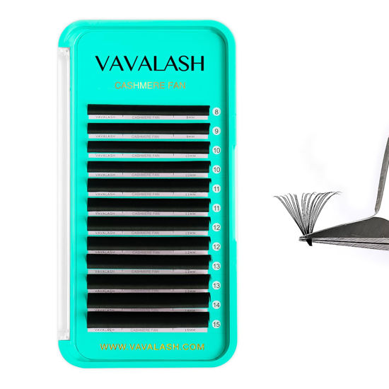 Picture of VAVALASH Cashmere Easy Fan Lashes 0.03 0.05 0.07 C/CC/D/DD Volume Lash Extensions 8MM-20MM Matte Black Self Fanning Eyelash Extensiones, Professional Supplies for Lash Artists (D-0.07,9mm)
