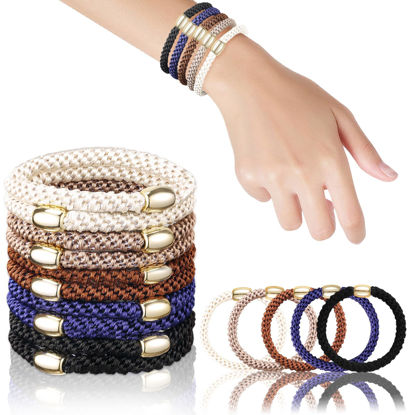 Picture of FORENEE Hair Ties No Damage - 10PCS Ponytail Holders - Elastic Hair Ties for Thick Hair - Braided Hair Bands for Women Girls's Hair - Classic Dinner