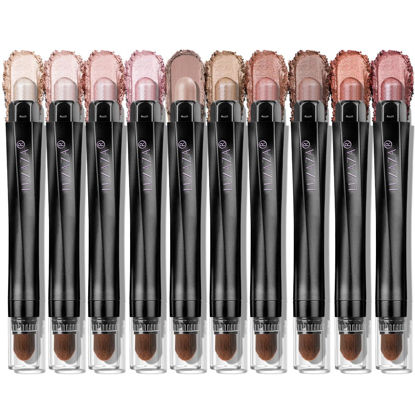 Picture of LUXAZA PRO 10PCS Eyeshadow Stick,Shimmer And Matte Brown Metallic Cream Eyeshadow Pencil Crayon with Smudge-proof & Waterproof, Eye Brightener Stick - Love's Gifts