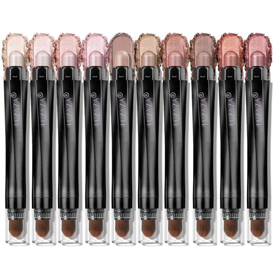 Picture of LUXAZA PRO 10PCS Eyeshadow Stick,Shimmer And Matte Brown Metallic Cream Eyeshadow Pencil Crayon with Smudge-proof & Waterproof, Eye Brightener Stick - Love's Gifts
