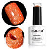 Picture of RARJSM Orange Gel Nail Polish, 1Pcs 7.5ml Orange Color Reflective Gel Polish Soak Off Gel Polish Neons Spring Summer Color Diamond Shimmer Gel Nail Art Manicure Salon DIY at Home