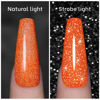 Picture of RARJSM Orange Gel Nail Polish, 1Pcs 7.5ml Orange Color Reflective Gel Polish Soak Off Gel Polish Neons Spring Summer Color Diamond Shimmer Gel Nail Art Manicure Salon DIY at Home