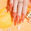 Picture of RARJSM Orange Gel Nail Polish, 1Pcs 7.5ml Orange Color Reflective Gel Polish Soak Off Gel Polish Neons Spring Summer Color Diamond Shimmer Gel Nail Art Manicure Salon DIY at Home