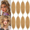 Picture of Kossys 8 Packs Pink Springy Afro Twist Hair 16 inch Pre-Separated Marley Twist Braiding Hair Soft Synthetic Crochet for Distressed Faux Locs Spring Twist Hair Extensions for Women(16inch, 27/613)