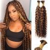 Picture of Ombre Human Braiding Hair Water Wave Bulk Human Hair 100g 14 Inch P4/27 Curly Human Hair for Boho Braids Hair Extensions No Weft 2 Braids Per Pack Wet and Wavy Human Hair Braiding Hair Highlight