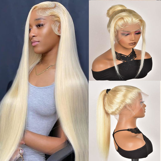 Picture of Alididi 613 Lace Front Wig Human Hair 613 360 Lace Front Wigs Human Hair 200% Density Blonde Wig Human Hair Full Straight Human Hair Wigs Pre Plucked Blonde Lace Front Wigs Human Hair 40Inch
