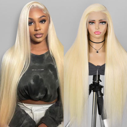 Picture of Alididi 613 13x6 Lace Front Wig Human Hair 200 Density Blonde Wig Human Hair 613 Lace Front Wig Human Hair Straight Lace Frontal Wig Human Hair Pre Plucked With Baby Hair (20Inch, 613 Blonde Wig)