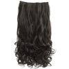 Picture of REECHO 14" Short Length 1-Pack 3/4 Full Head Curly Wavy Clips in on Synthetic Hair Extensions HE008 Hairpieces for Women 5 Clips 3.6 Oz per Piece - Black Brown