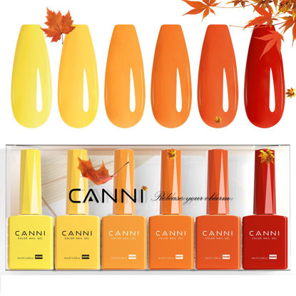 Picture of CANNI 6Pcs 9ml Yellow Fall Gel Nail Polish Set- Orangr Red Yellow Fall Colors Gel Polish Kit DIY at Home Salon Christmas New Year's Gifts for Girls