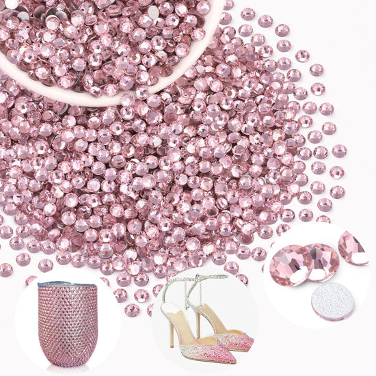 Picture of 2000PCS SS16/4mm Crystal Rhinestones (Light Pink), Bedazzling Flatback Glass Rhinestones for Crafting DIY Nail Art Makeup Decoration, Gems Diomand Charms for Tumbler Shoes Clothing Mug